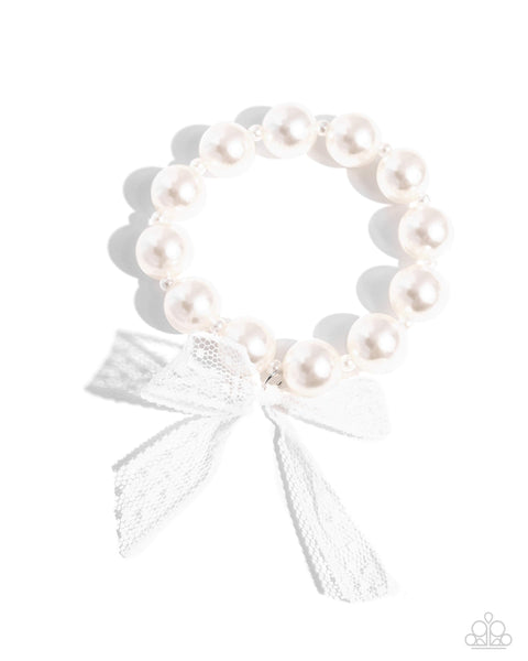 Paparazzi Accessories Girly Glam - White Bracelet