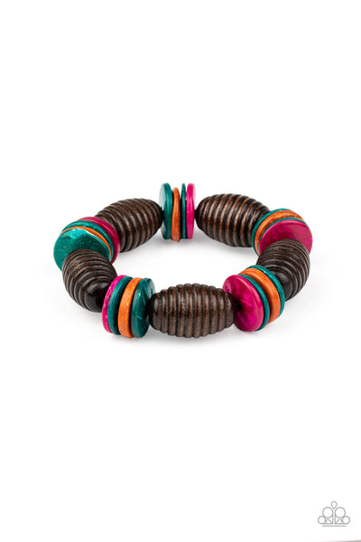 Paparazzi Accessories Caribbean Castaway Multi-Colored Wood Bracelet